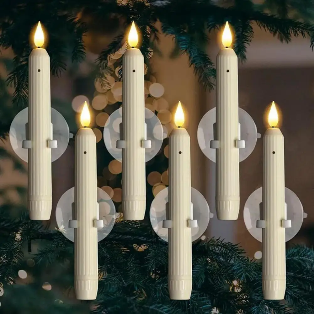 Lilin Jendela Tanpa Api Lilin Jendela LED Tanpa Api dengan Sensor untuk Dekorasi Natal Lampu Kolom Lancip dengan Cup Penghisap
