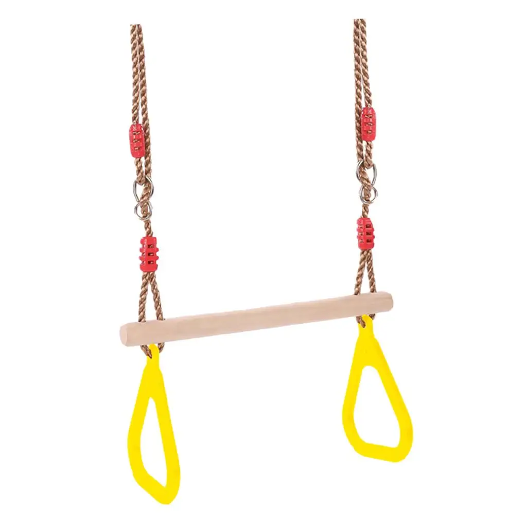 Indoor Outdoor Fun Swing Sets for Backyard Wooden Bar Gymnastics Rings Sturdy Rope Play Equipment for Children
