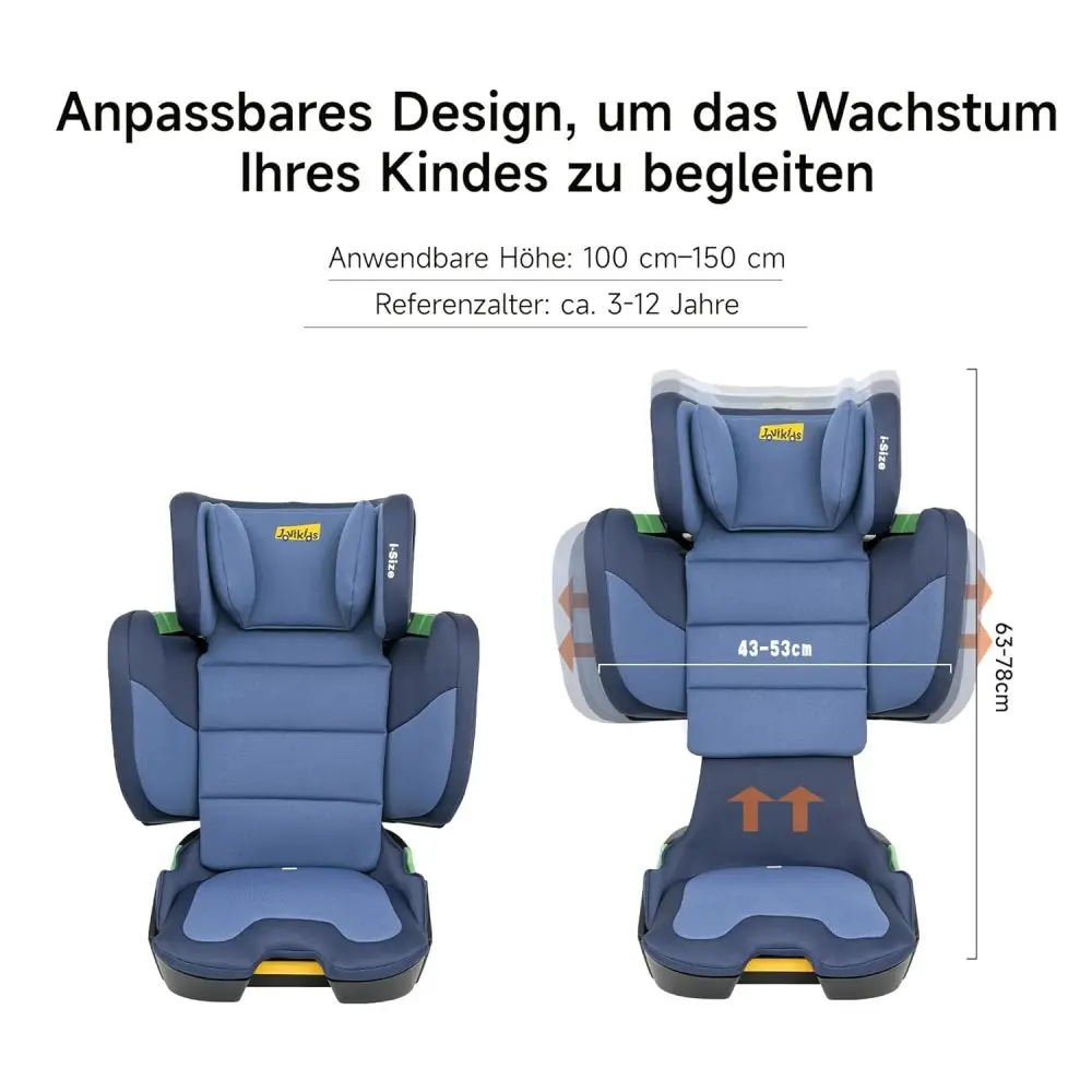 Siège enfant pliable Ye Jovikids avec ISOFIX, sièges auto i-Size R129 pour enfants de 3 à 12 ans (100-150 cm), rehausseur avec dossier, adapté aux