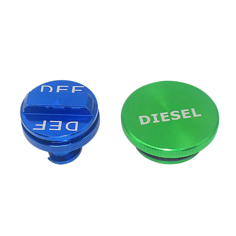 Green Billet Fuel Cap and DEF Cap for 2013-2017 Dodge Ram Cummins and EcoDiesel