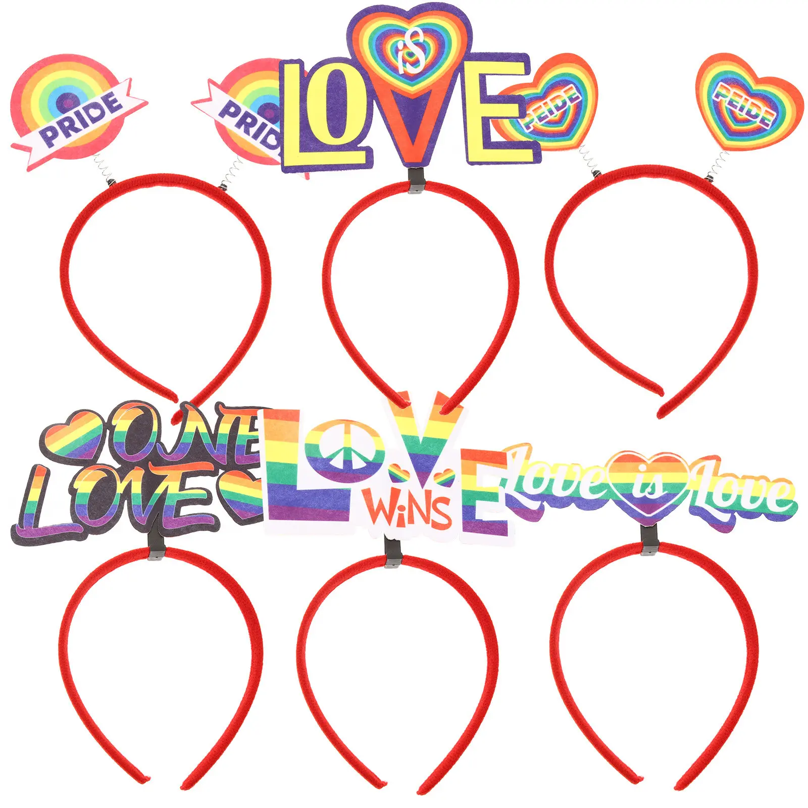 

6Pcs Rainbow Heart Headband Pride Month Colorful Accessories Party Hair Hoop Women Men Cosplay Decoration