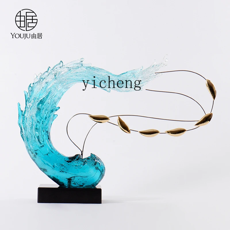 

ZK Lobby Creative Abstract Sculpture Entrance Villa Transparent Ocean Art Ornament home accessories