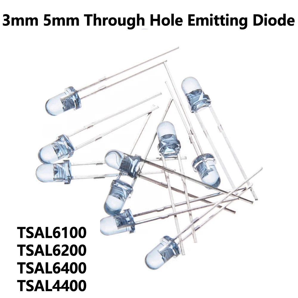 10PCS TSAL6100/TSAL6200/TSAL6400/TSAL4400 Infrared IR LED Diode 3mm 5mm Through Hole Emitting Diode for DIY Electronics