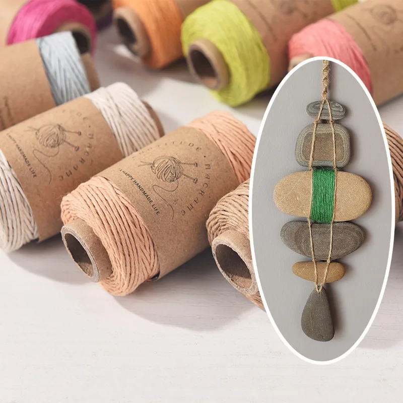 0.8mm Colorful Core‑Spun Cotton Rope Linen Thread 50 Meters Hand‑Knitting Cord for DIY Crochet Bag Handmade Craft Supplies