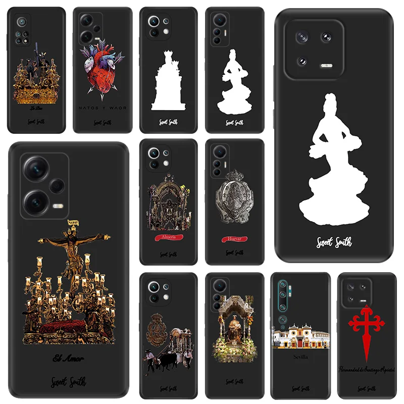 Black Matte Phone Case for Redmi Note12 Note13 4G Xiaomi 13 12 Pro 12C 12X 12T 13C 12S Lite Virgin Mary Jesus Church Soft Cover