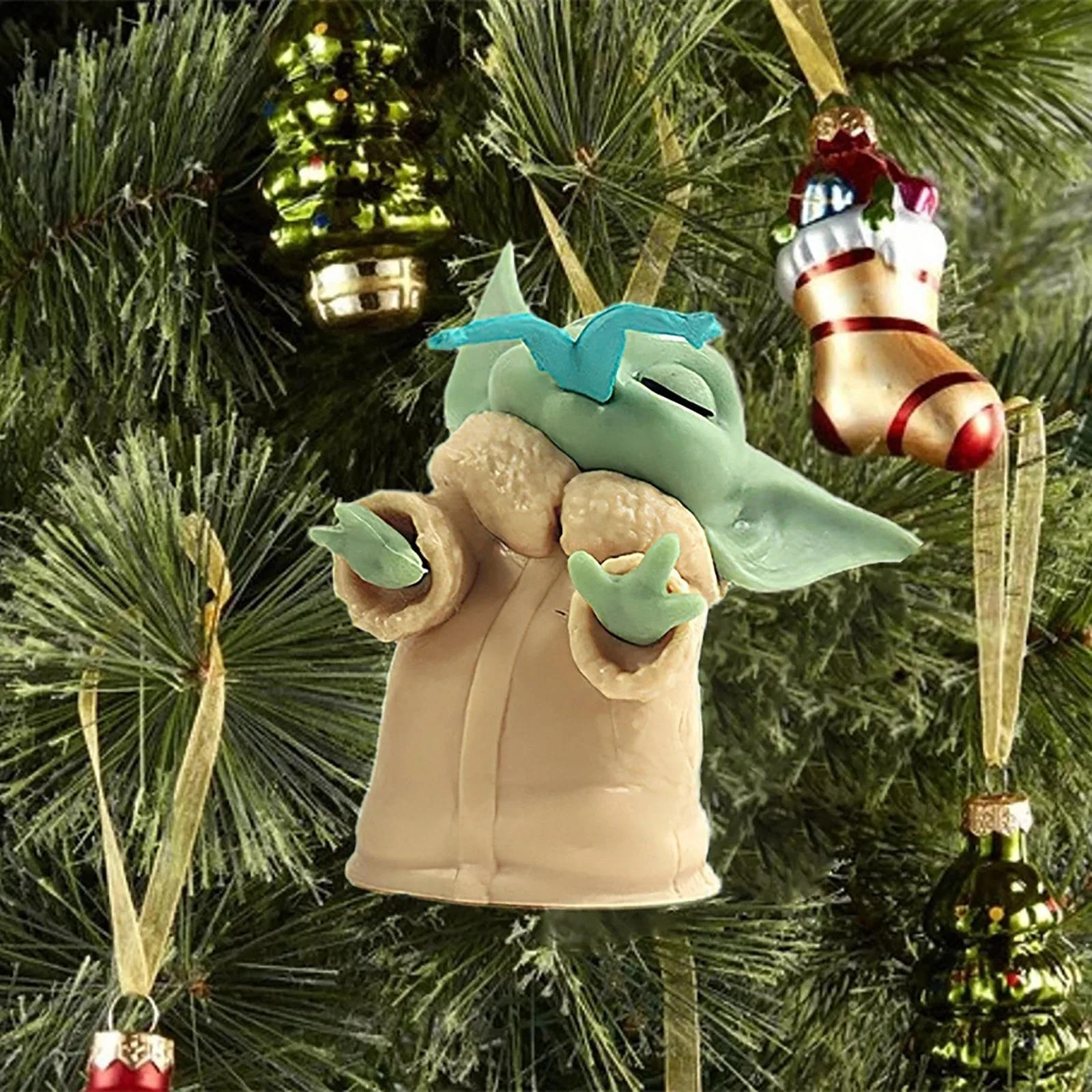 9 szt. Figurka Baby Yoda figurek płaski wisiorek boże narodzenie zawieszka na choinkę ozdoba na przyjęcie Santa dekoracja pokoju nowy rok Navidad