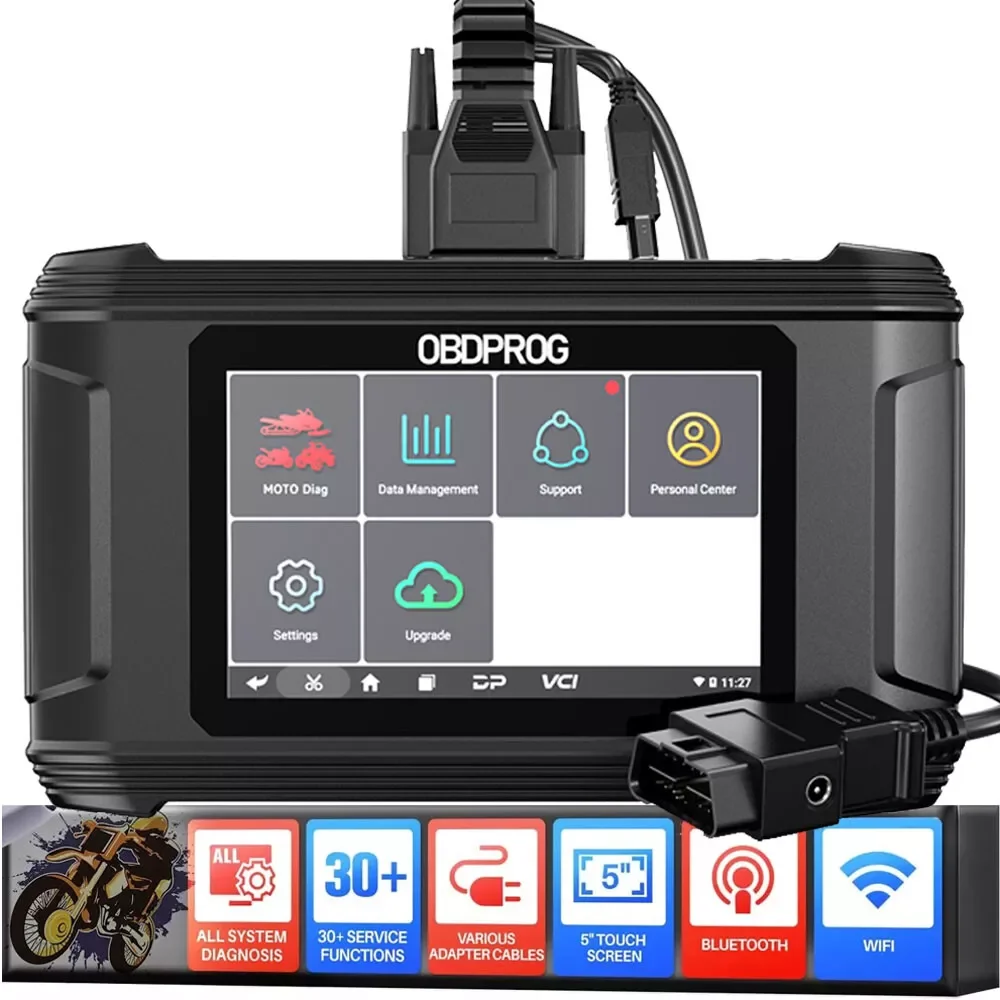 

OBDPROG MOTO 100 Full System Motorcycle Scanner Diagnosis ECU Coding 5000+ Motorcycle Models Coverage Auto Motorcycle Analysis