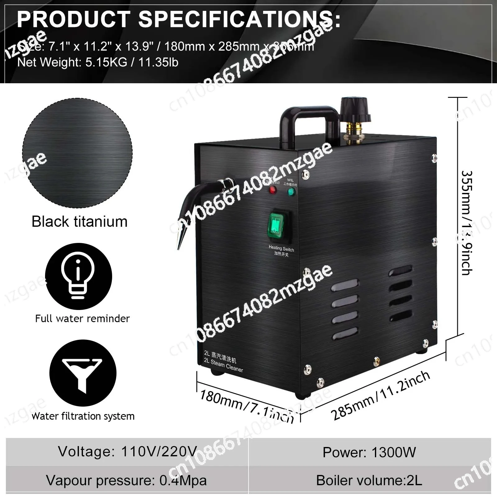 

Black 1300W Jewelry Steam Cleaner 2L - High-Pressure Stainless Steel Steamer with Fine Mesh Strainer for Silver, Gold, Diamonds