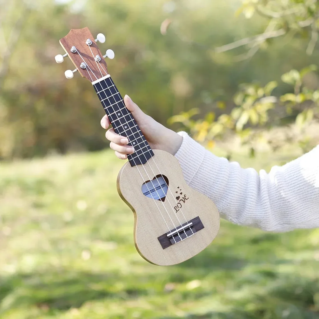 New Lovers Heart-shaped Log Color Coffee Ukulele Spruce +Sapele Open Tunes Ukulele