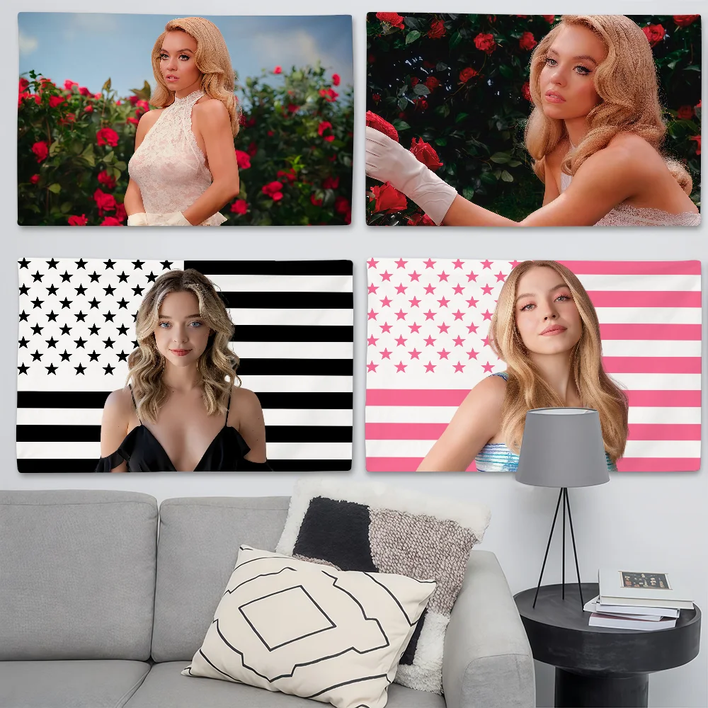 Flagge des Schauspielers Sydney Sweeney, geeignet für Geburtstagsfeiern, Wohnzimmer, Schlafzimmer und Outdoor-Camping-Dekorationen