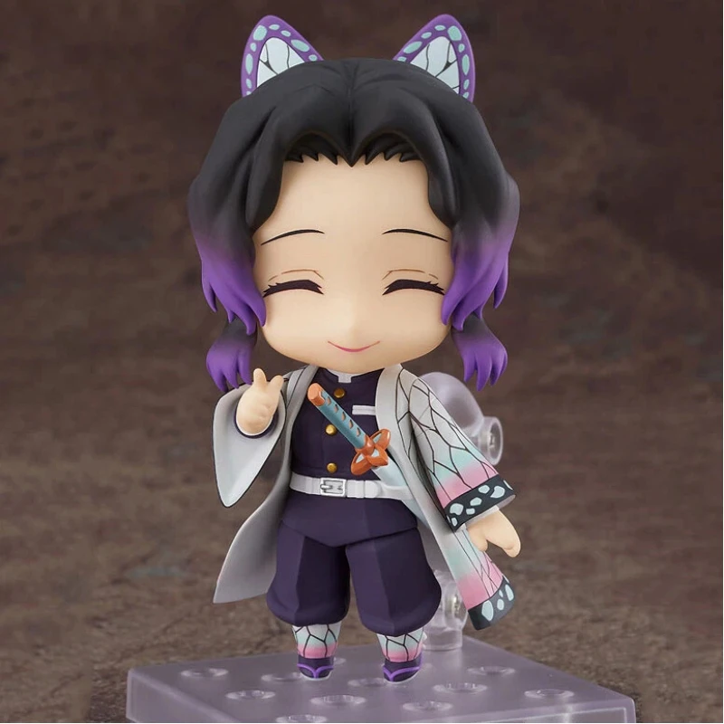 Demon slayer kochou shinobu figura de ação q argila modelo colecionável ornamento móvel recurso de mudança de rosto brinquedo para fãs
