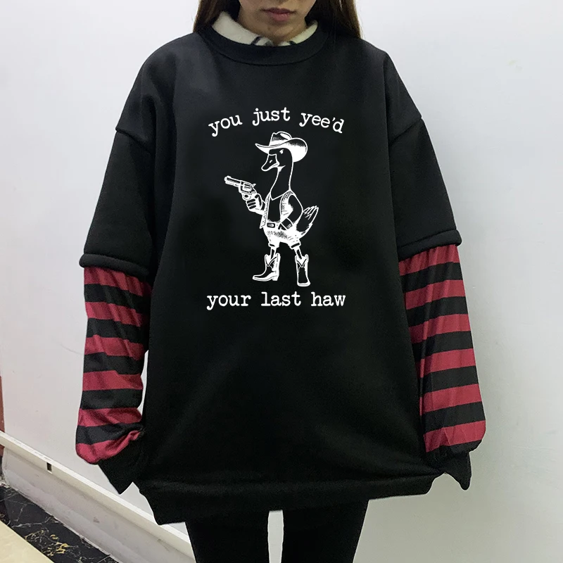 American Vintage Harajuku Hoodies Fashion Creative Goose Pattern Print Sweatshirt Hip Hop Streetwear Casual Loose Women Pullover