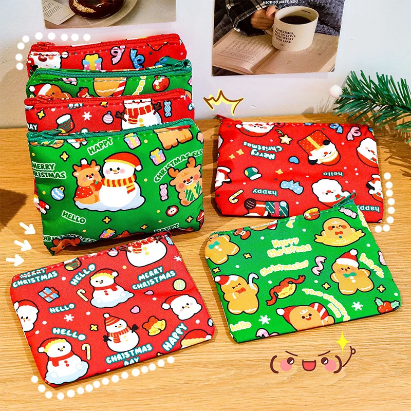 

1/4Pcs Cute Mini Christmas Coin Purse Portable Lipstick Earphone Protector Cartoon Storage Bag