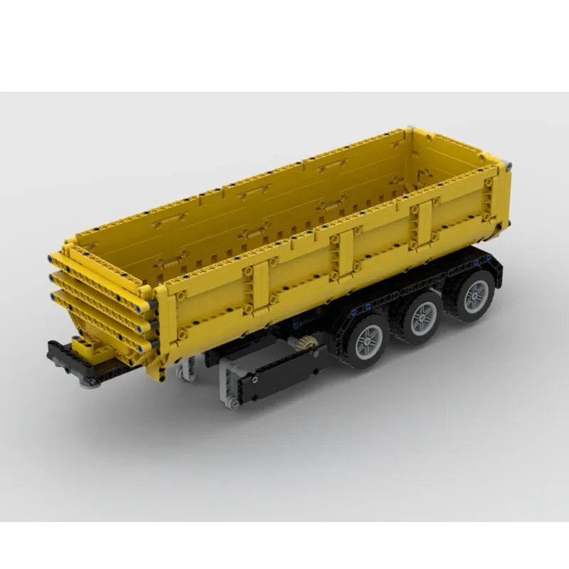 MOC-41415Construction Site Transport Three-Axle Dump Trailer Building Block Model, 598Parts Creative Birthday Christmas Toy Gift