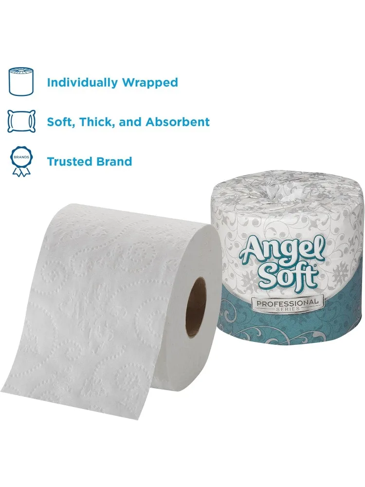 ورق تواليت ناعم من Angel، 16880، علبة كبيرة مكونة من 80 لفة، 450 ورقة لكل لفة، ملفوفة بشكل فردي، طبقتين ناعمة
