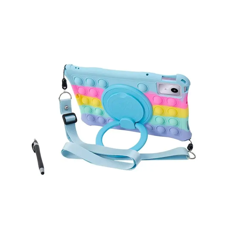 Silicone Case for Lenovo Tab M11 11 inch TB331FC TB330FU Decompression Bubble Rotating Bracket Cover with Shoulder Strap & Pen