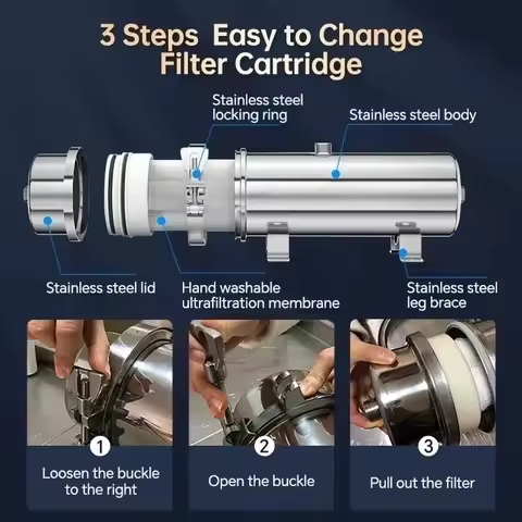 Whole House High Flow UF Water Purifier 1500L Stainless Steel Mineral Filter with Washable Reusable