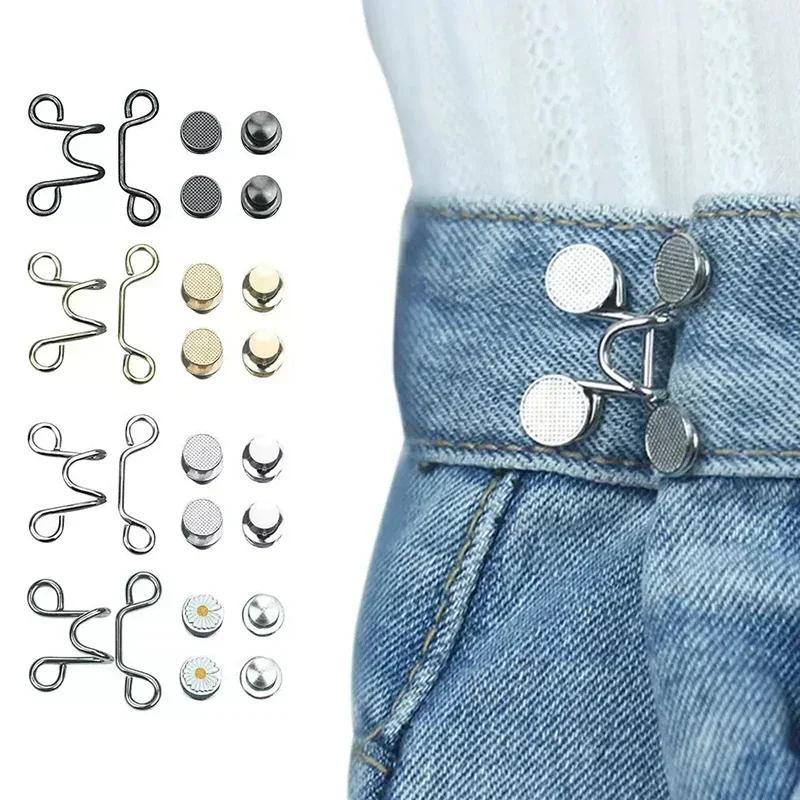 

Jeans Waist Retraction Buckles Convenient Jeans Resize Buckles Adjustable Metal Pins Jeans Skirt Trousers Accessories