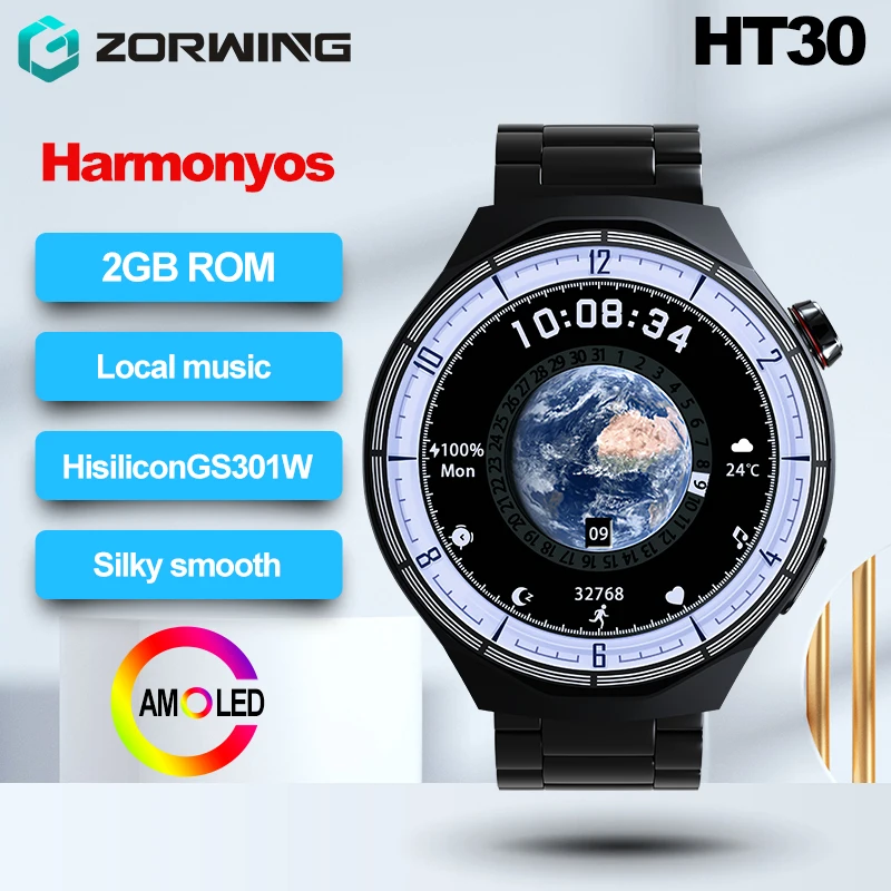 

HT30 Smart Watch Harmonyos Silky Smooth Hisilicon 2GB ROM Local Music AMOLED Men Smartwatch Wireless Charging Bluetooth 2024