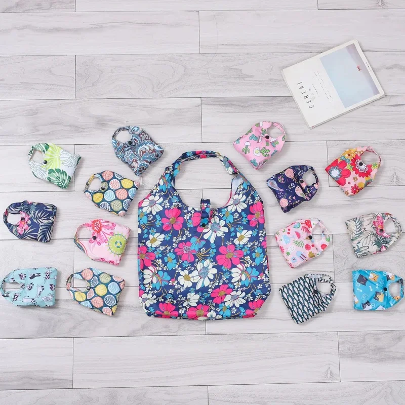 

Large Foldable Shopping Bag Reusable Eco Bag Grocery Package Beach Toy Storage Bags Shoulder Cat Lemon Printing Pouch Tote Pouch