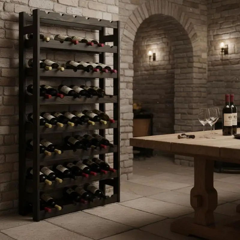 Weinregal im Vintage-Stil, Robuste Konstruktion aus Massivem Kiefernholz, Praktischer Organizer für Esszimmer und Theke