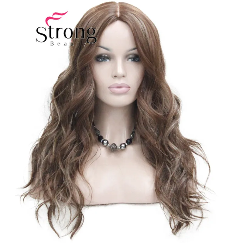 

StrongBeauty Heat Ok Long Brown mix Wavy Synthetic Wig Not Cut Small Edge Lace Front COLOUR CHOICES