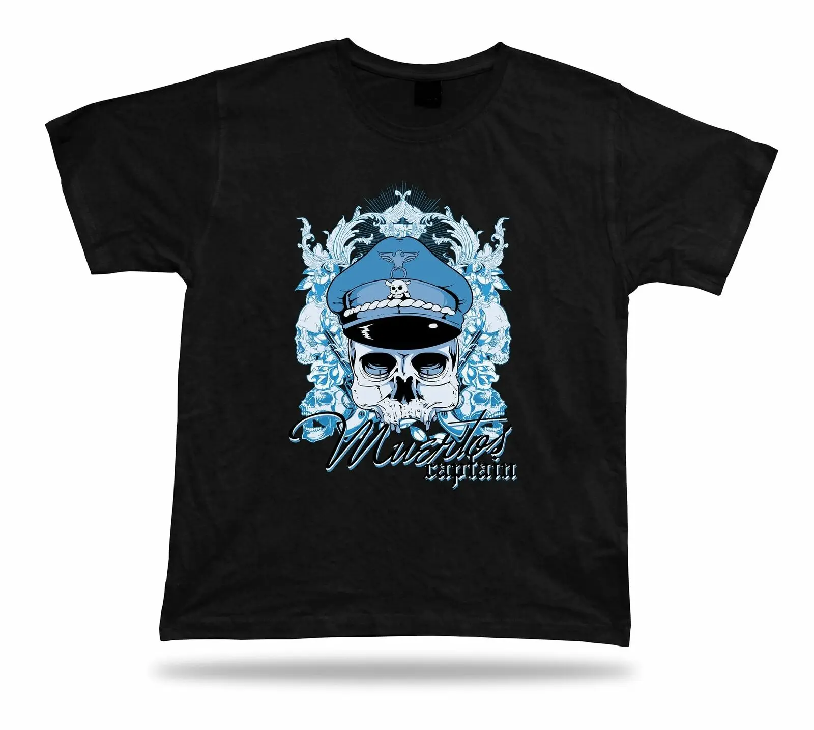 Tshirt Tee Shirt Birthday Gift Idea Muertos Captain Pilot Death Skull Hat Emblam