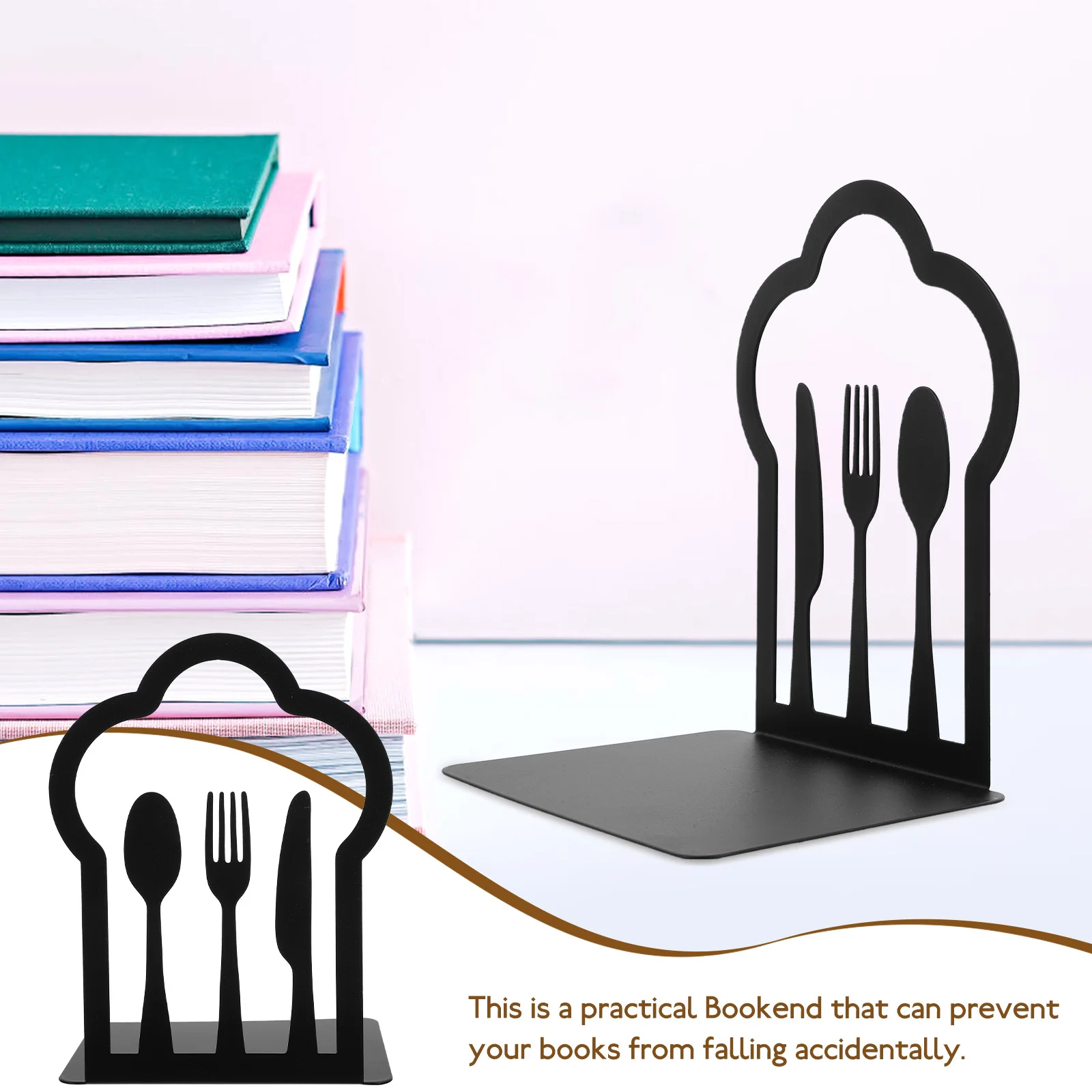 2 قطعة نهاية الكتاب حساسة المطبخ تحت عنوان كتاب المنظم شوكة القاطع ملعقة غلاف الدفتين الزخرفية لرفوف دراسة اكسسوارات #3