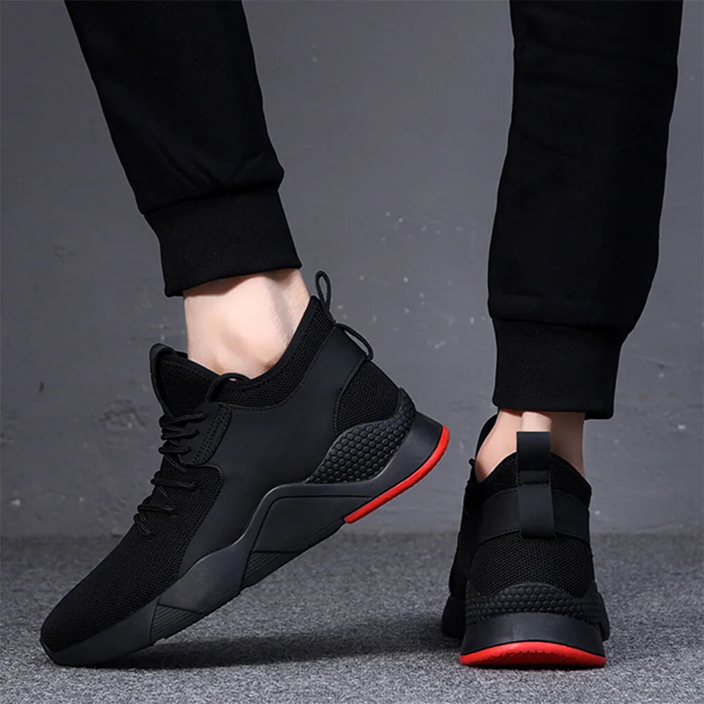 Men Lace-up Shoes Flat Sole Boys Sneaker Breathable Mesh Casual Sports Running High Top Shoe image 4