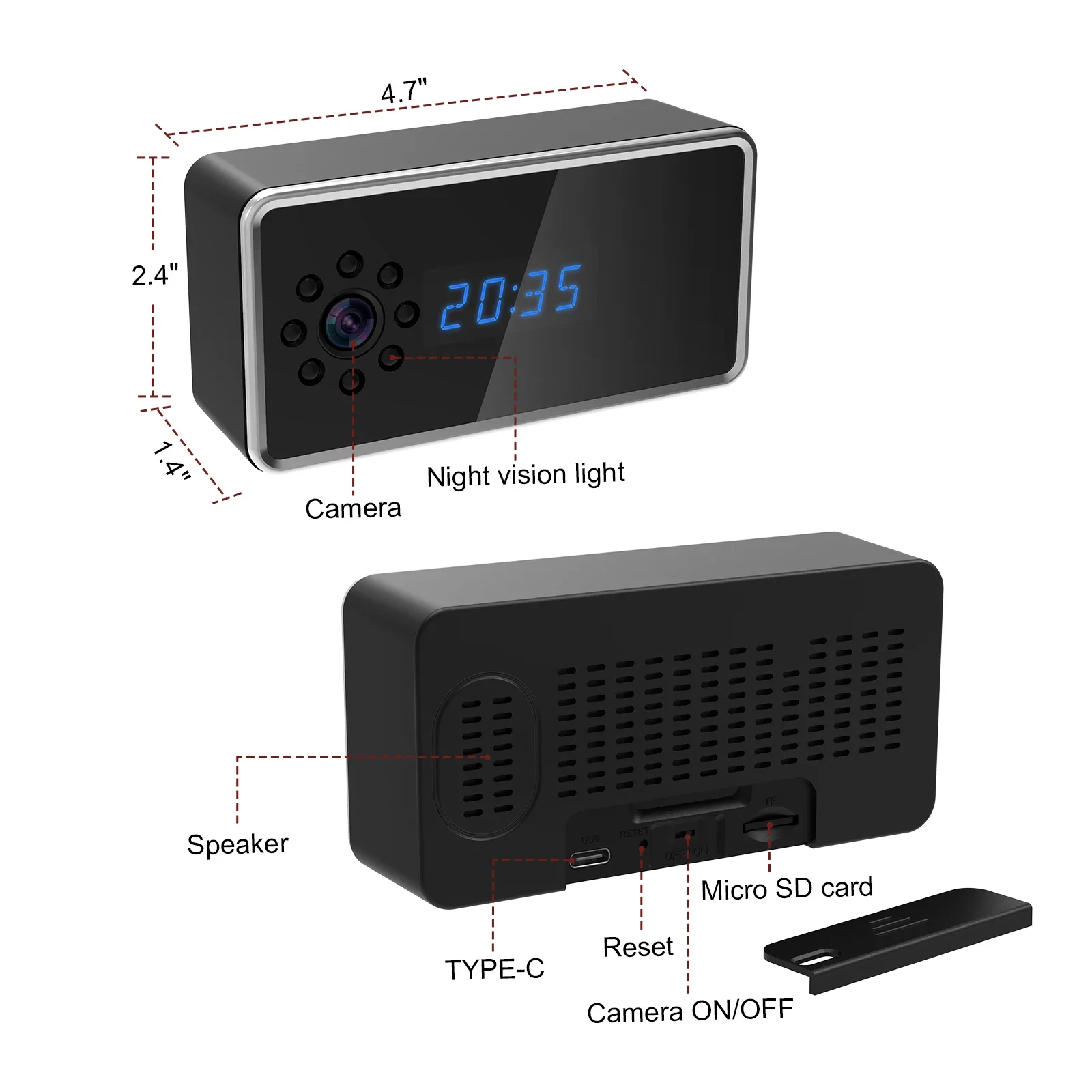 Imagem -05 - Câmera Full hd Night Vision Mini Relógio Gravador de Vídeo dv Rede Filmadora Áudio Bidirecional Monitor de Bebê vr 4k Wifi