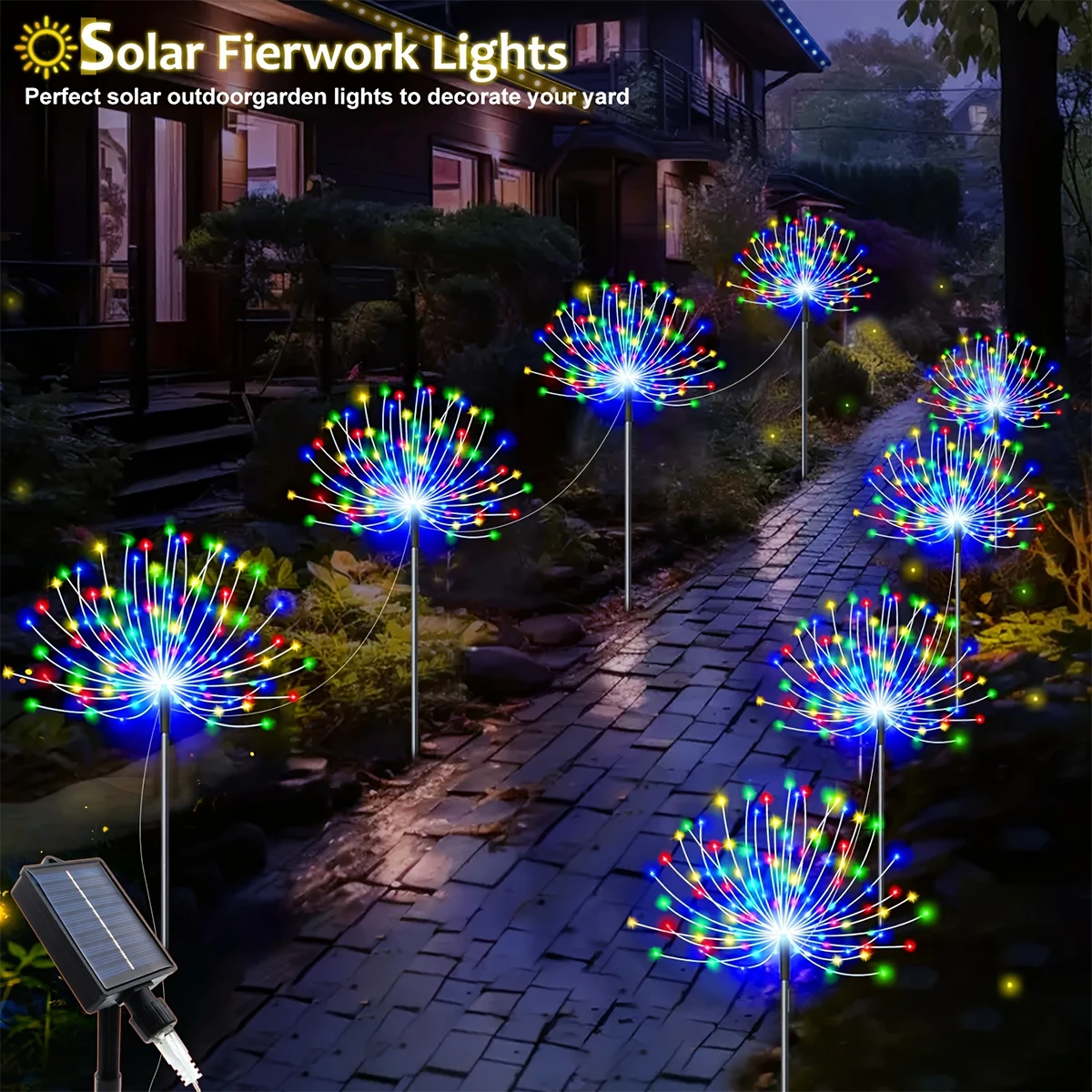 320LED Solar Fireworks Light 4 in 1 Garden Decorative Light Outdoor LED Light IP65 Waterproof Suitable for Lawn Garden Yard Road