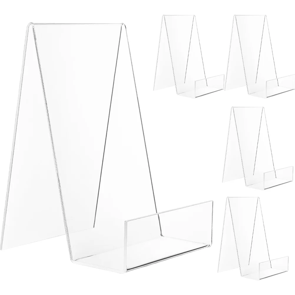 

5 Pcs Book Stand Office Bookshelf Bookstore Tabletop Bookend Acrylic Transparent Display