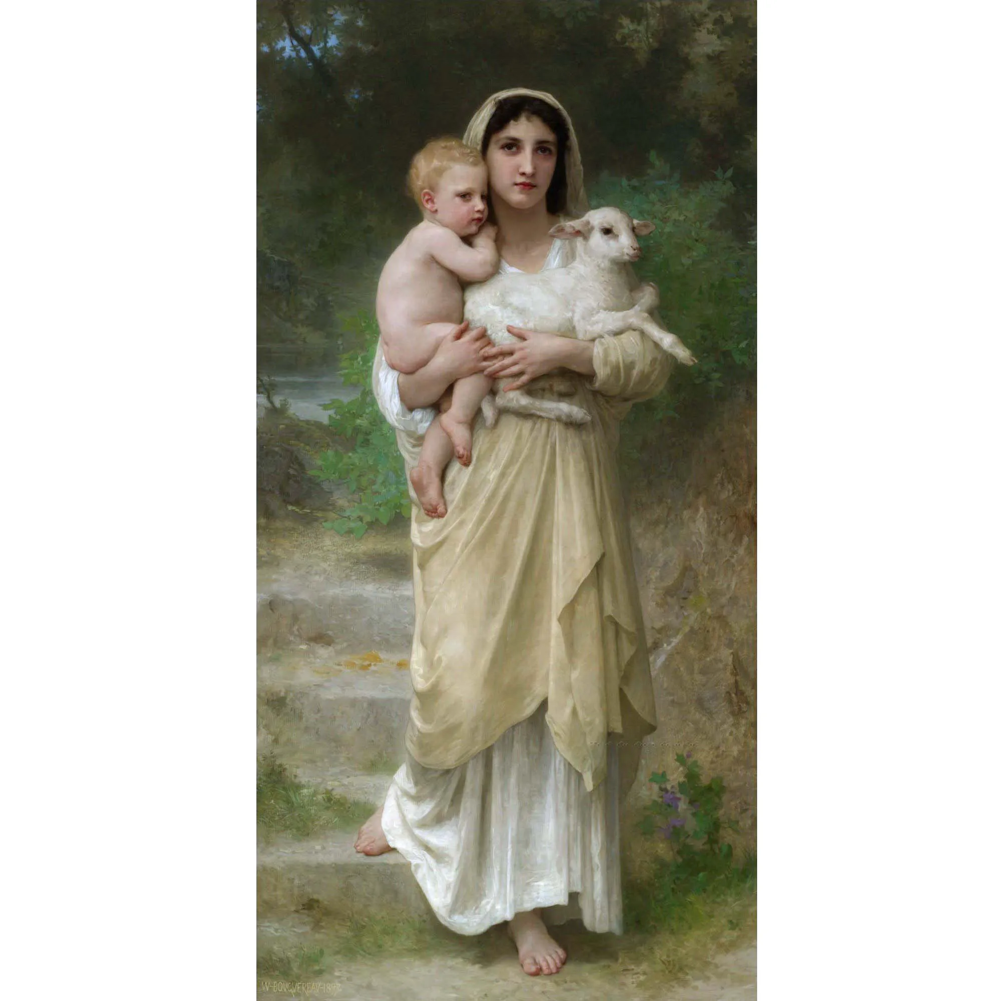 William-Adolphe Bouguereau oil paintings,The Lambs,Hand painted famous oil painting replica,Academicism style art,Home decor