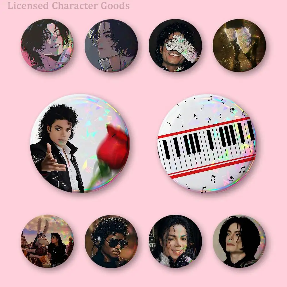 M-Michael Dance King J-Jackson MJ 58mm 44mm HD Print Brooch Badges Pretty Derby Round Display Brooches Lapel Pins
