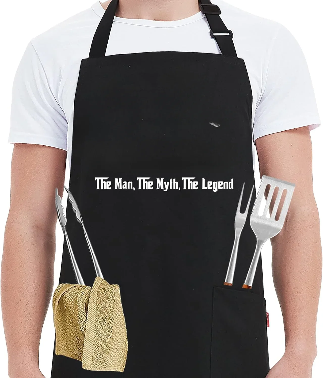 

Funny Grill Aprons for Men Dad-Men’s Funny Chef Cooking Grilling BBQ Apron with 2 Pockets -Birthday Father's Day Christmas Gifts