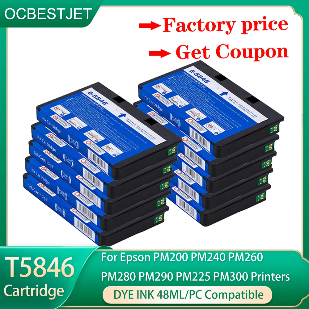 For EPSON T5846 Replacement Ink Cartridge For EPSON PM200 PM240 PM260 PM280 PM290 PM225 PM300 Printers 48ml Dye Ink Cartridge