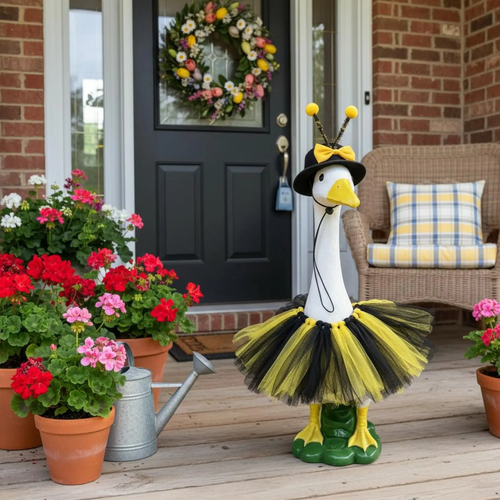 Bee-Themed Goose Outfit Black and Yellow Bee Themed Goose Outfit Yard Decoration Washable Outdoor Decor Weather-Resistant