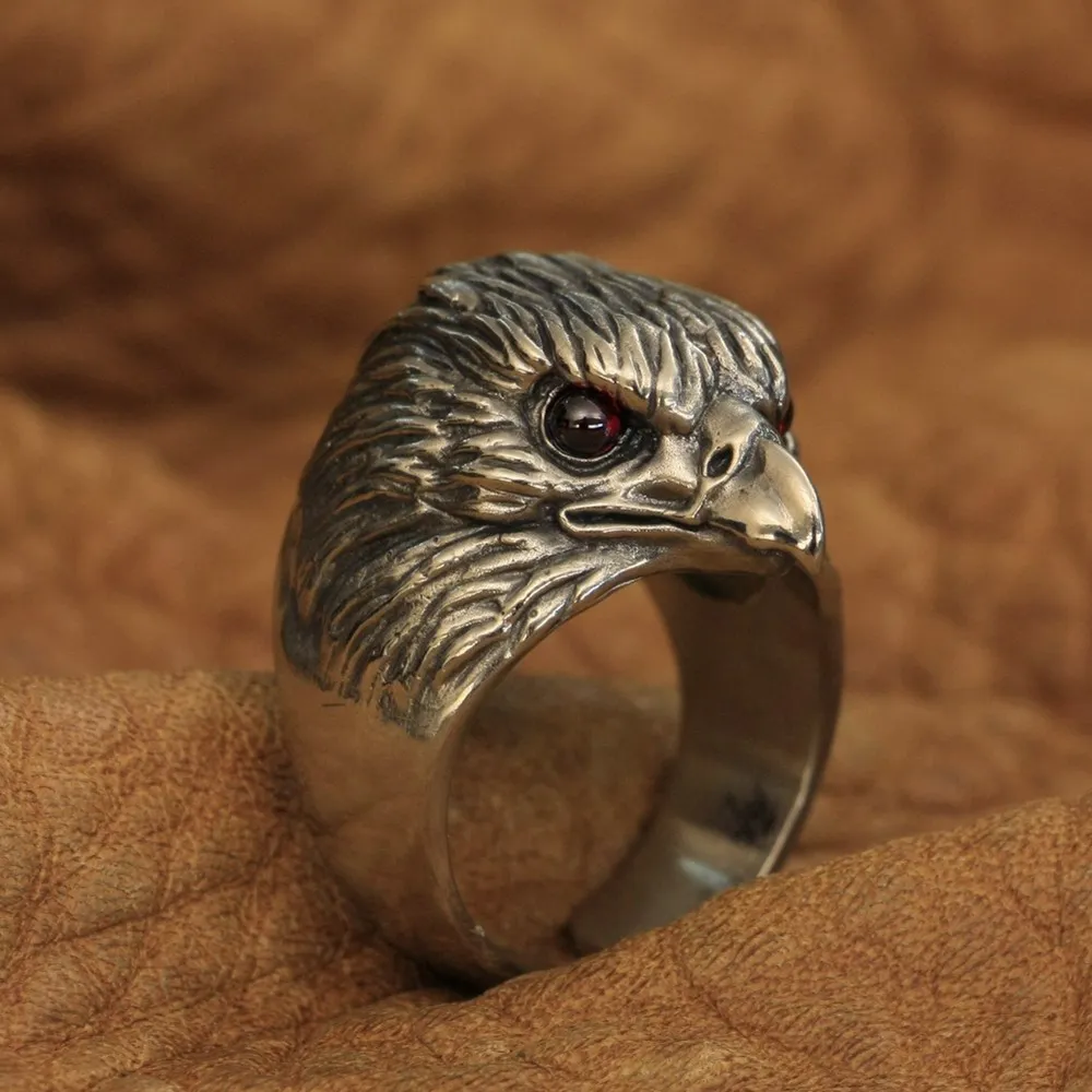 

Red CZ Eyes Cupronickel Eagle Ring Biker Rock Punk Jewelry CP251 US Size 7~15