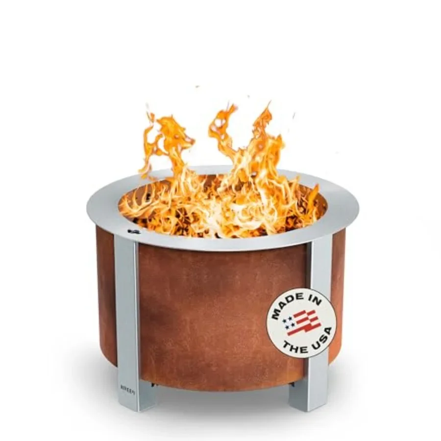 Smokeless Fire Pit for outdoor use, stainless steel, black, efficient airflow design