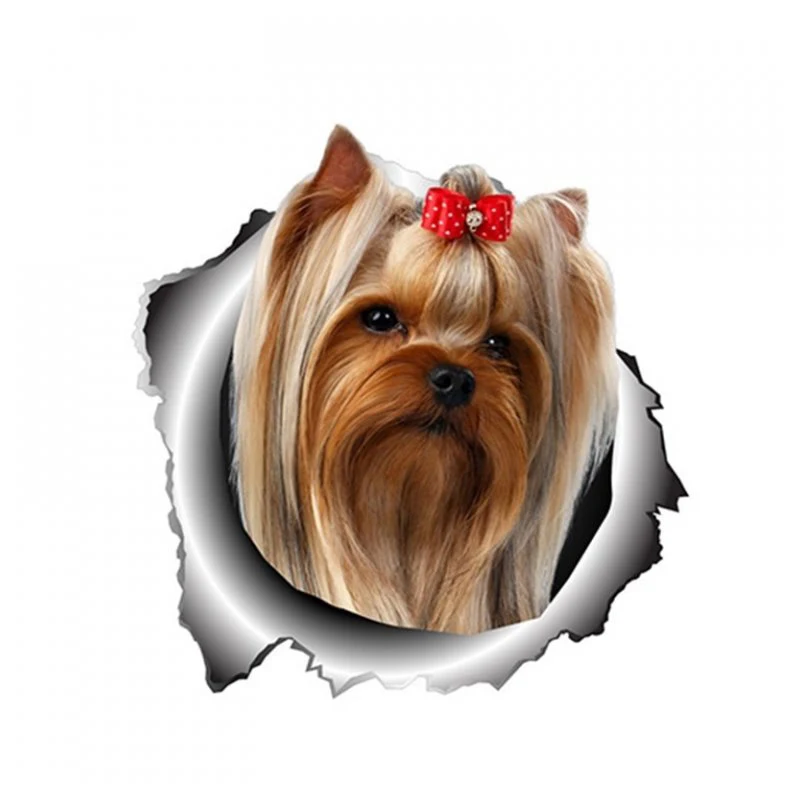 13 cm/17 cm 3D Self-adhesive Decal Yorkshire Terrier Dog Cute Pet Car Sticker Waterproof Auto Decors on Bumper Rear Windo