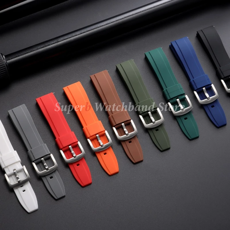 롤렉스 20mm 22mm 용 범용 방수 고무 스트랩 오메가 스포츠 실리콘 시계 밴드 세이코 퀵 릴리스 팔찌