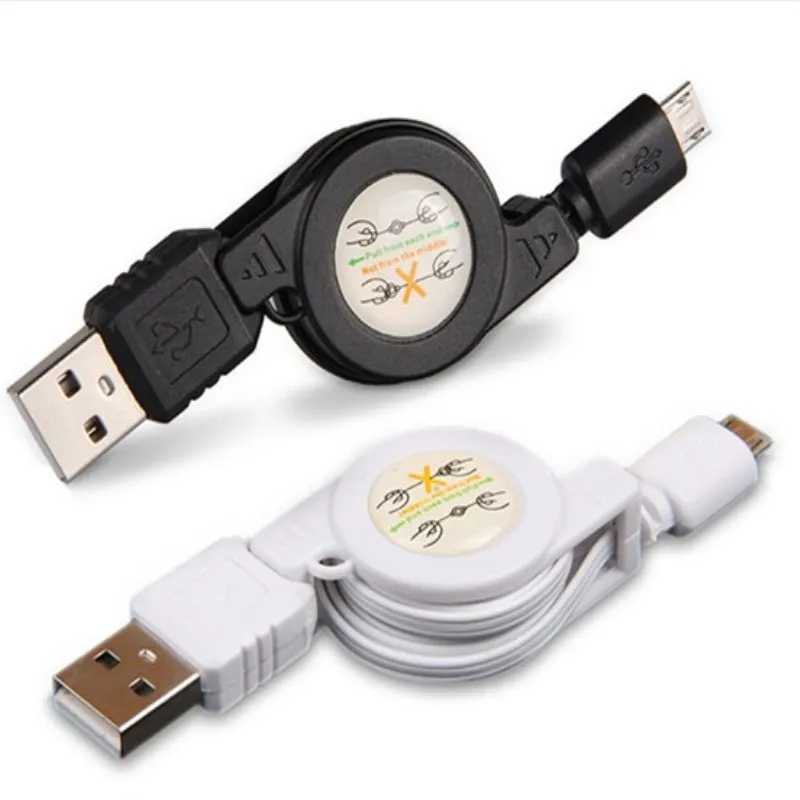 USB Data Cable Portable USB Male-to-Female Interface Data Cable Retractable Data Synchronization Charger Cable for Android