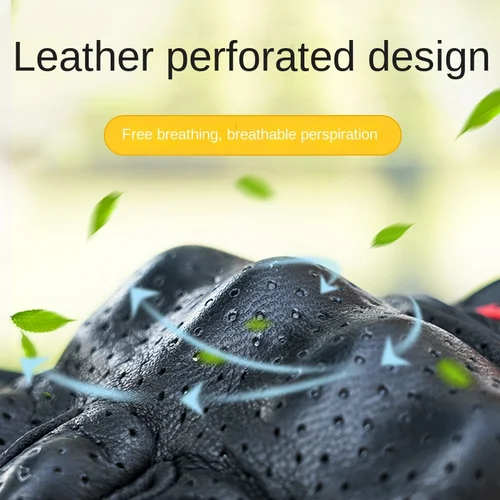 Imagen 2 del producto Guantes sin dedos para motocicleta de Verano, accesorios de piel de cabra, Guantes de medio dedo para Motocross, Guantes para Moto Verano