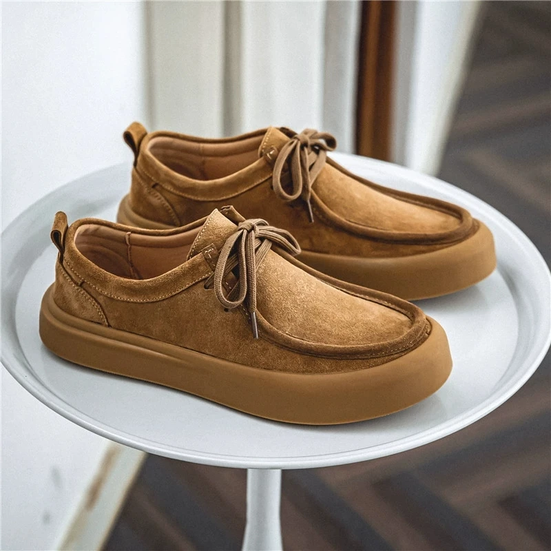 

Мужская замшевая повседневная обувь из натуральной кожи, мужские легкие удобные туфли-оксфорды на плоской подошве для вождения, мужские уличные туфли-оксфорды