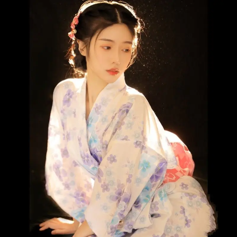 

Japanese Women Traditional Floral Kimono National Flower Print Kimono Robe Traditional Cosplay Clothing Women Vintage Clothing