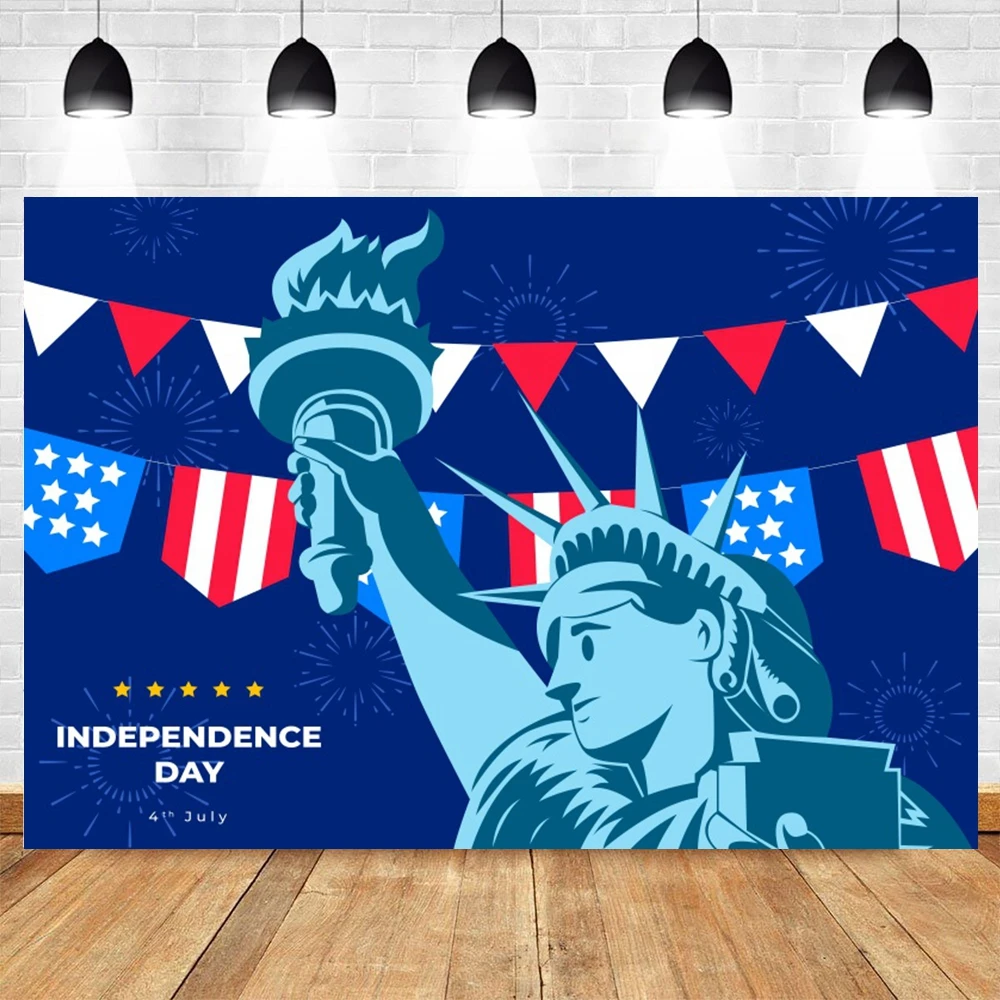 Happy Independence Day Backgrounds for Photographs 4th of July American Flag Firework Firecracker Party Decor Backdrop Photozone