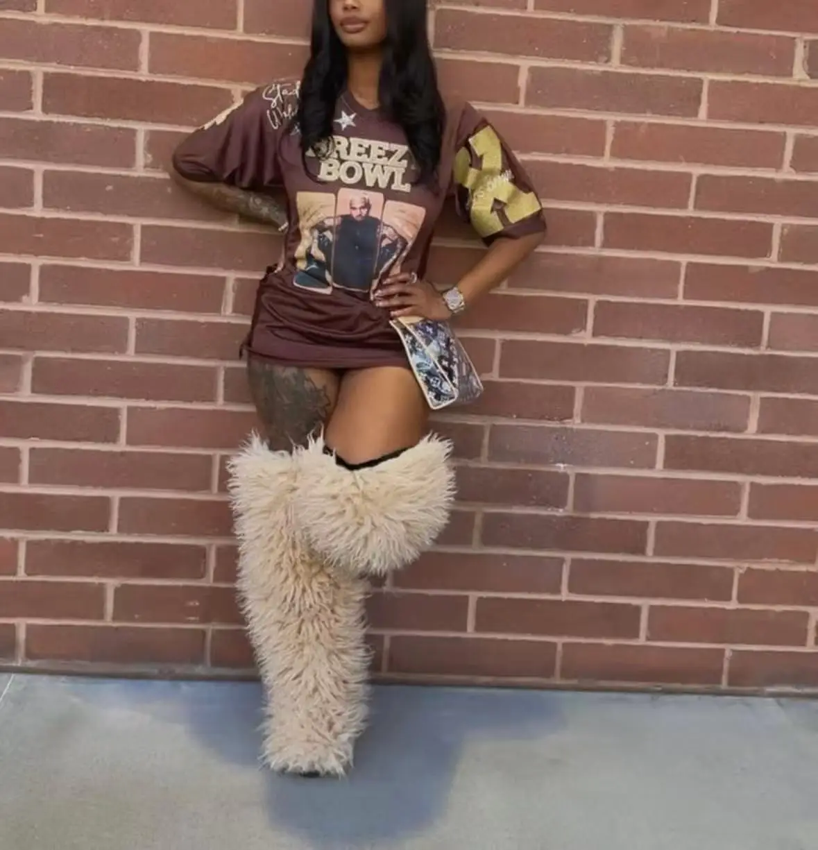 

72CM Height Over The Knee Thigh High Faux Mongolian Fur Boots Faux Tall Boots for Women