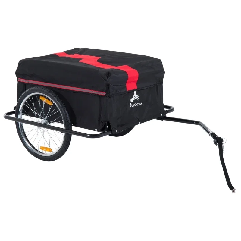 

Bicycle Cargo TrailerTwo-Wheel Bike Luggage Wagon Trailer with Removable Cover, Black/Red
