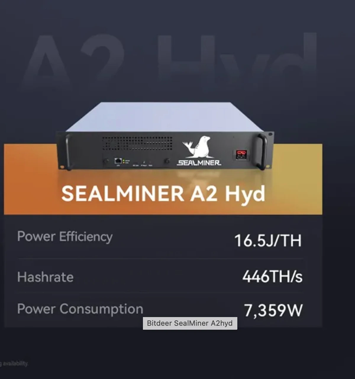 Bitdeer SealMiner A2 Hydro Bitcoin Miner 446TH/s 7360W Velocità di hash Potente macchina mineraria per criptovaluta