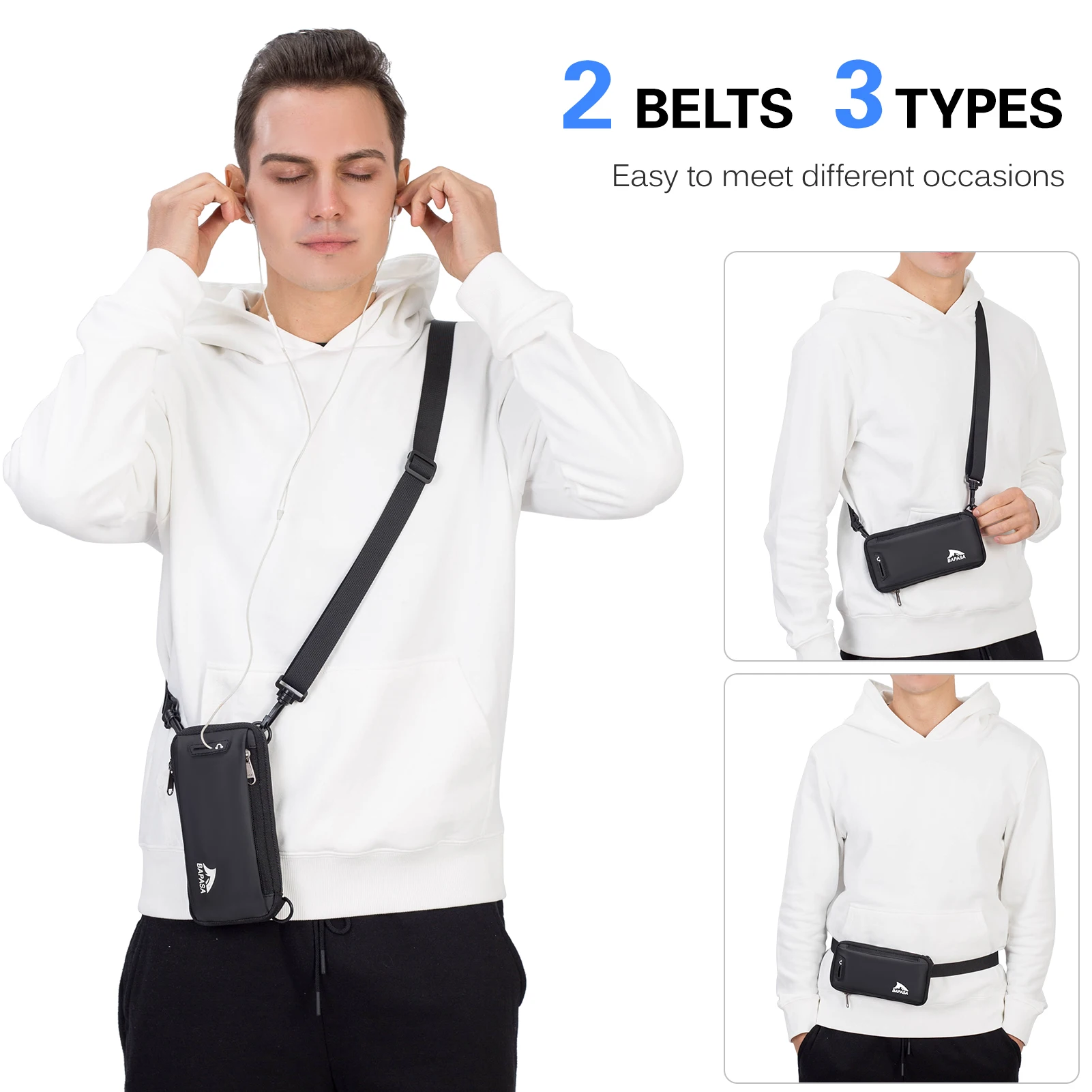 BAPASA Phone Bag Phone Purse Cross Body Bag Waist Phone Pouch Fit 6.5/7.5Inch Phones Mini Portable Waist Pouch for phone Xiaomi